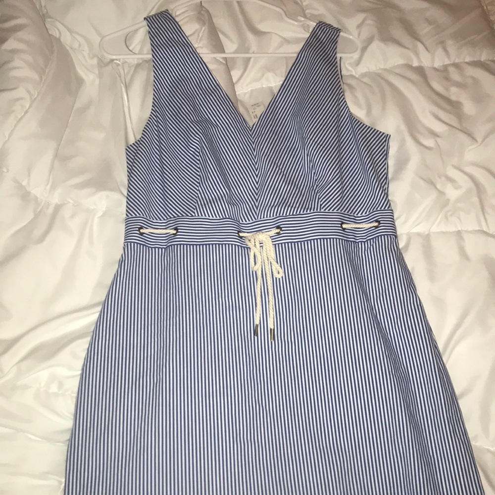 J. Crew V Neck Striped Seersucker Dress